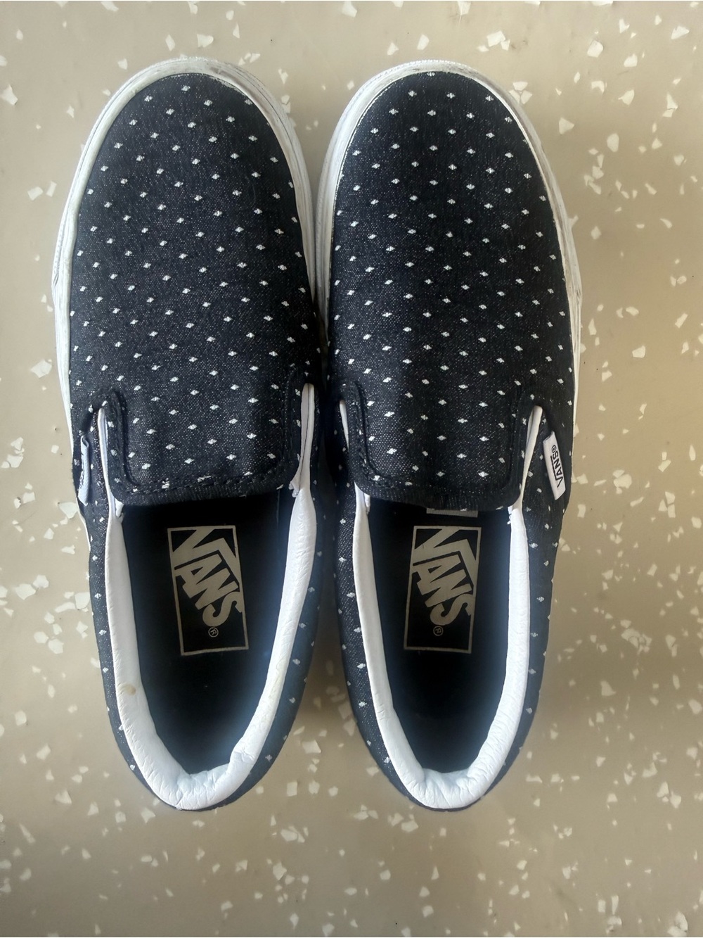 Vans Slip-On Sneakers in Black with White Dot Pattern